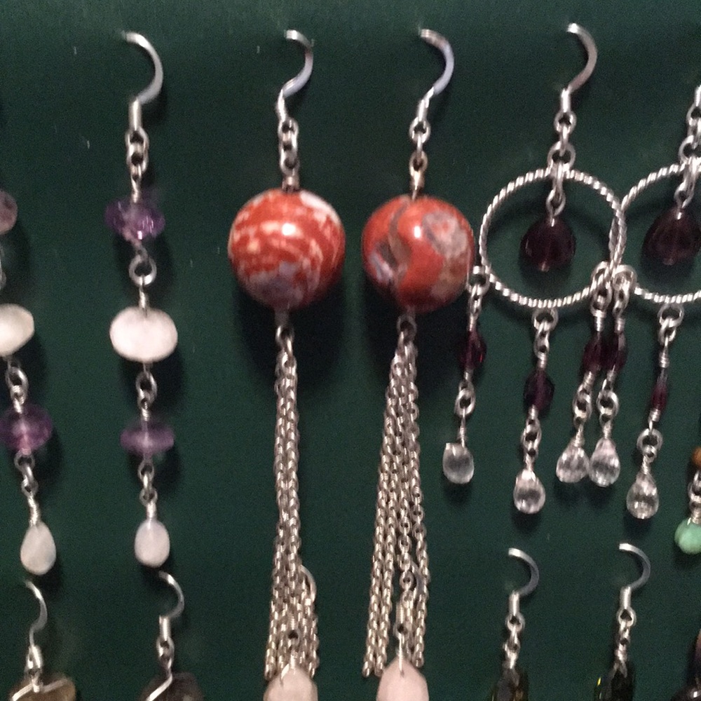 Sterling hook, Fire Crackle Agate w/ chains